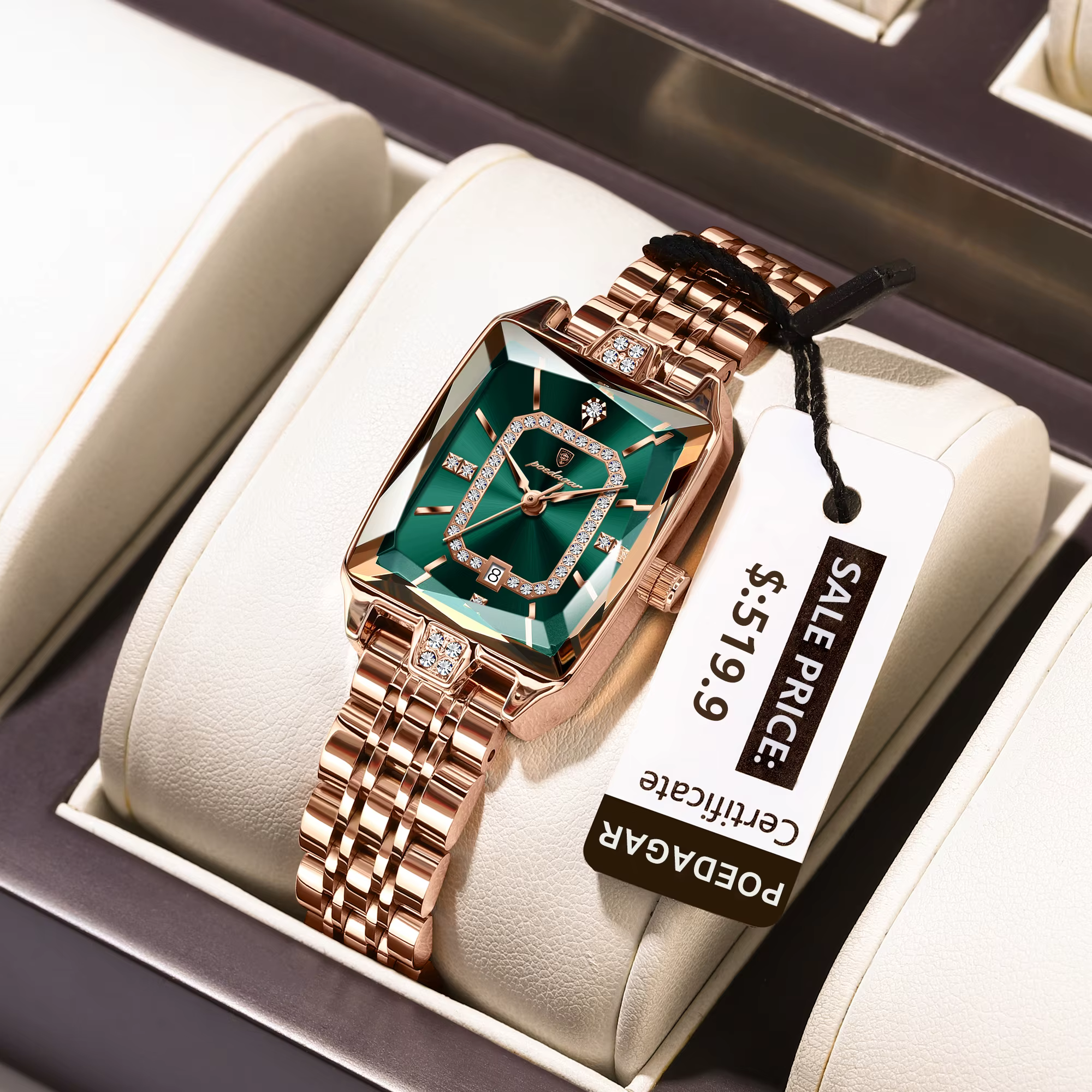 POEDAGAR montre de luxe pour femme calendrier étanche haute qualité dames