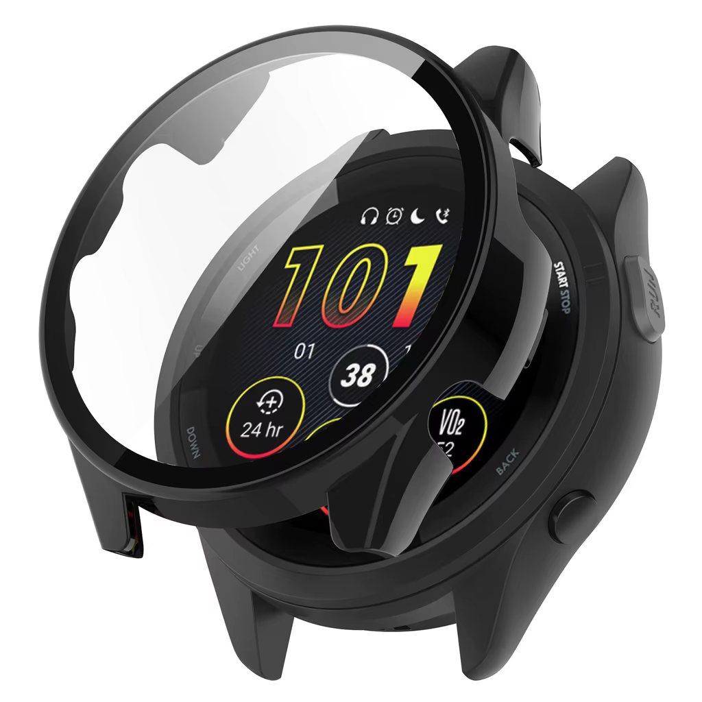 Pour Garmin Forerunner 255 255s 265 265s 165 musique 965 cadre PC dur pare-chocs housse + HD mince verre trempé anti-rayures
