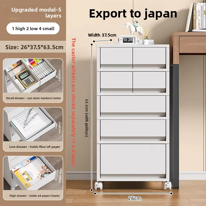 Armoire de rangement de bureau mobile avec tiroirs – Organisateur pour bureau/sous-bureau, chariot roulant à plusieurs niveaux pour papeterie et documents