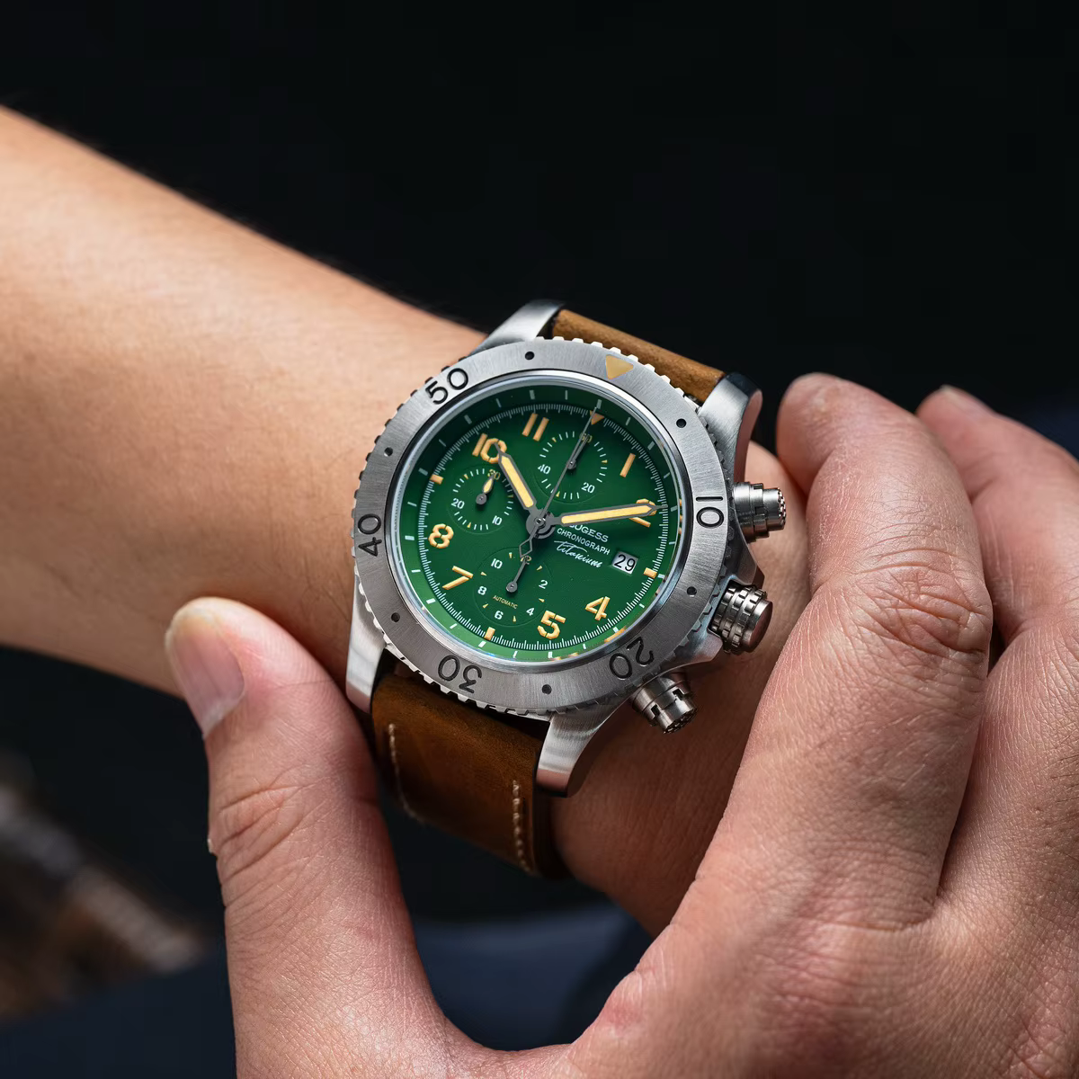 Sugess – montre chronographe en titane pour hommes