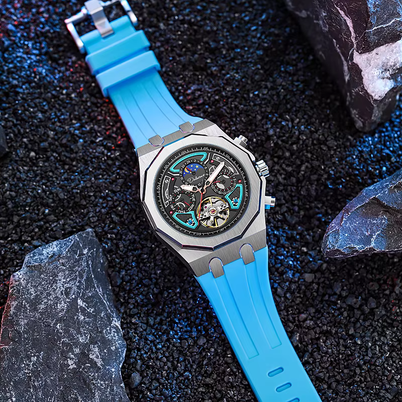 DULUNWE montres de Sport de marque supérieure avec Tourbillon bracelet en caoutchouc cadran multifonction