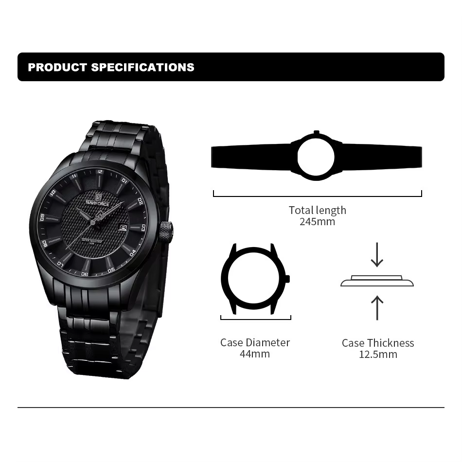 Top marque NAVIFORCE montre pour hommes étanche Quartz affaires décontracté bracelets en acier inoxydable Date horloge Relogio Masculino