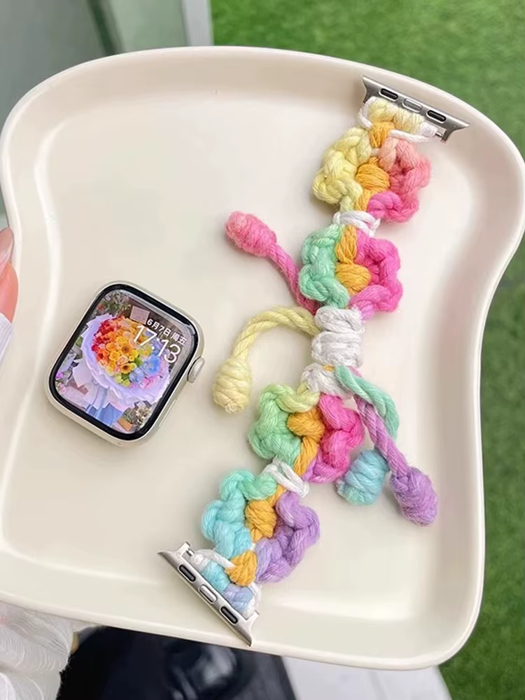 Bracelet à fleurs arc-en-ciel mignon pour Apple Watch