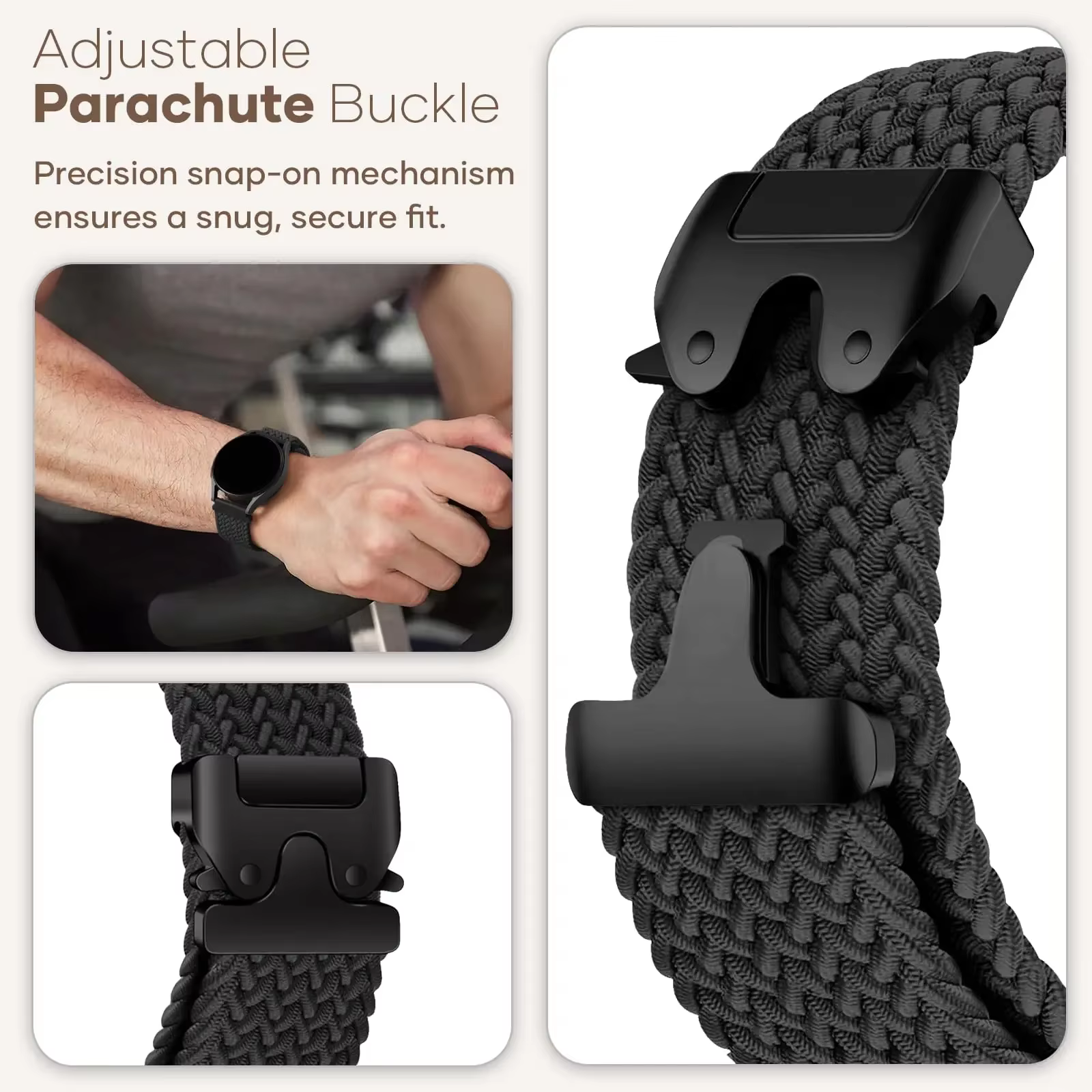 Bracelet à boucle tressée pour Garmin Forerunner 965 970 265 165 570, boucle de Parachute, bracelet de montre en Nylon Garmin Venu 4/3/2 Active 6-5