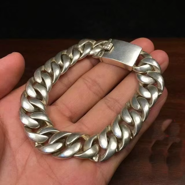 Bracelet audacieux en argent tibétain ancien S925, bijoux simples à la mode pour hommes et femmes, accessoires cadeaux