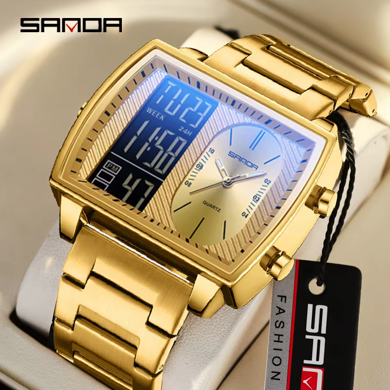 Montre-bracelet rectangulaire pour hommes