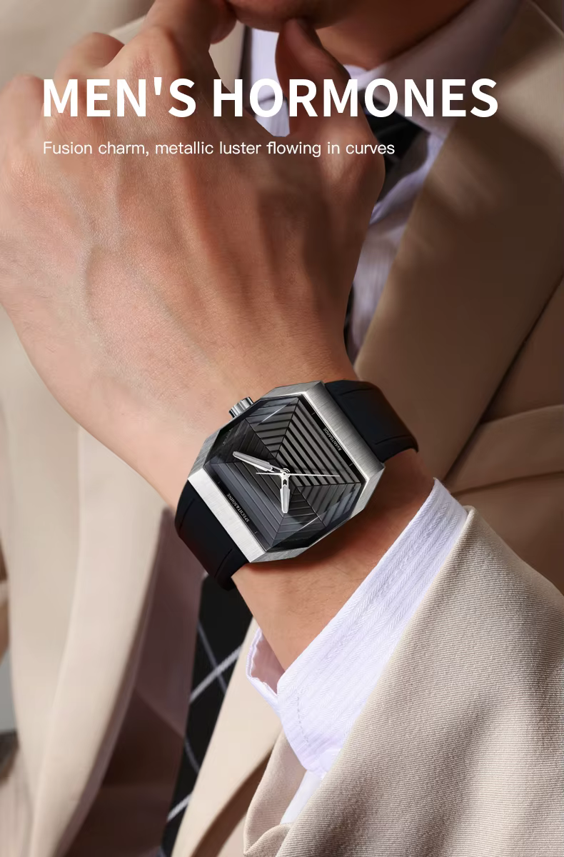 SpecPrint& Söhne-Montre carrée en acier inoxydable pour homme