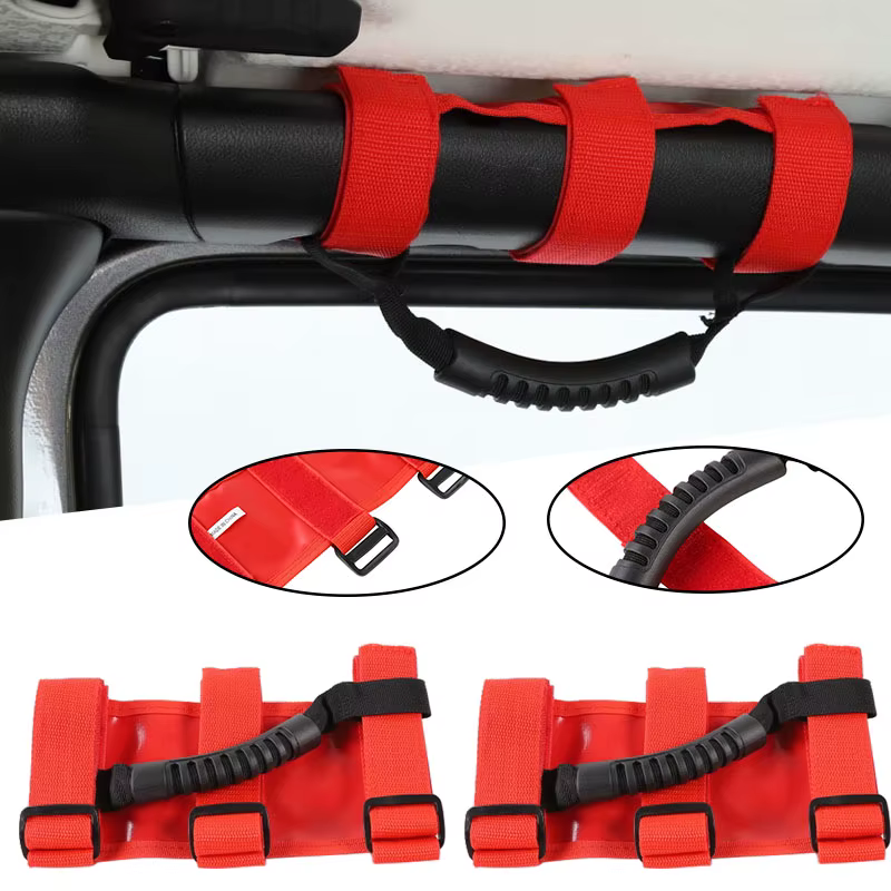 2 poignées de sécurité pour barre anti-roulis, compatibles avec Jeep Wrangler CJ YJ TJ JK JL & Gladiator JT 1987-2023, accessoires intérieurs