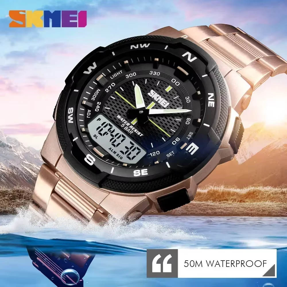 SKMEI 1370 luxe entièrement en acier affaires montre étanche Relogio Masculino