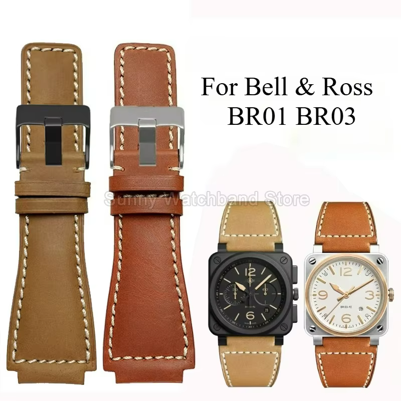 Bracelet de montre en cuir véritable pour hommes et femmes
