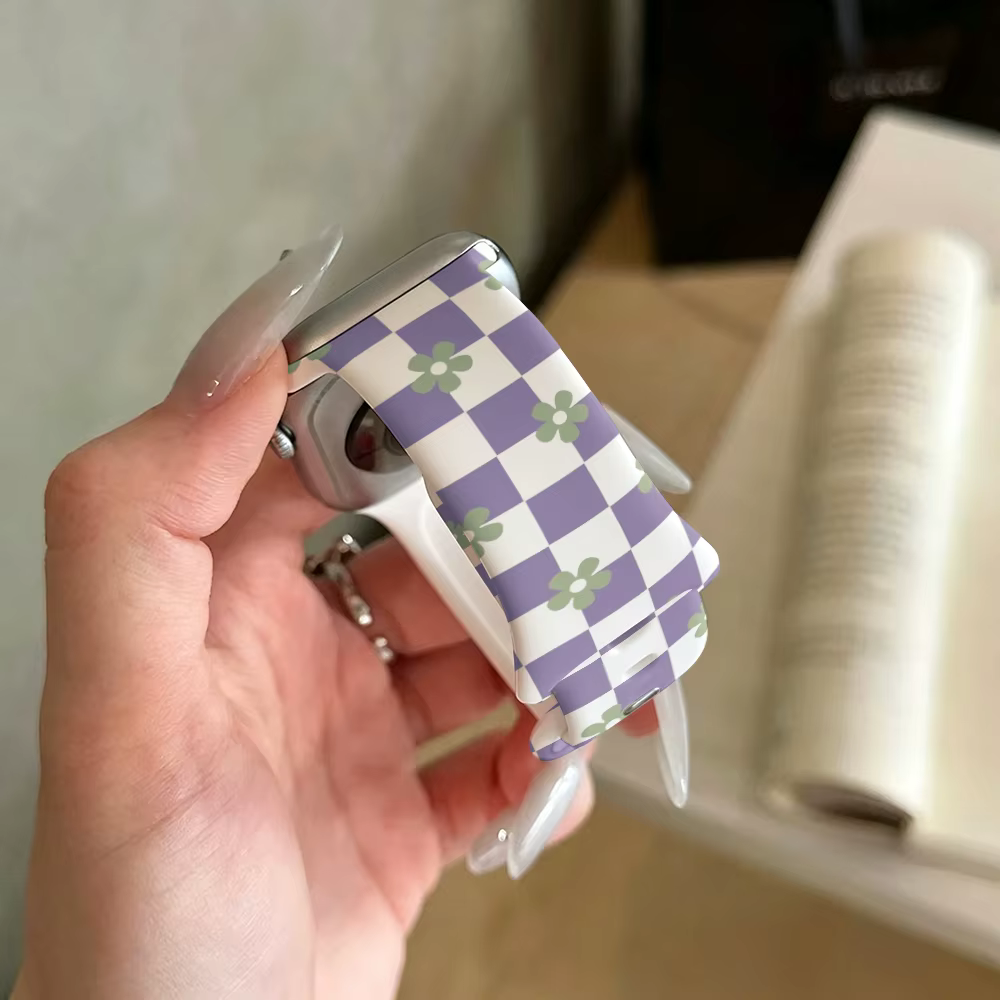 Bracelet à fleurs carrées violettes pour Apple Watch