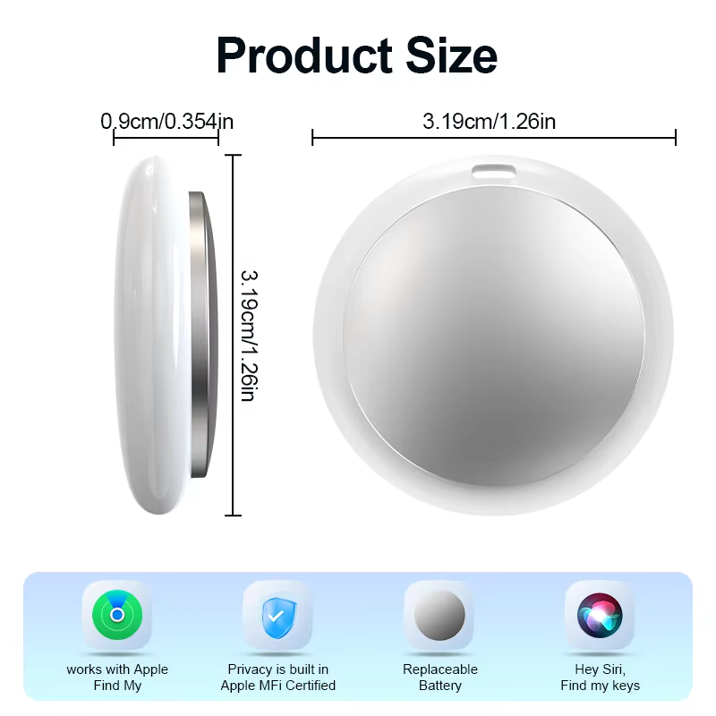 Lot de 4 AirTag anti-perte, traqueur GPS compatible Apple iOS, localisateur pour porte-clés, portefeuille, voiture, animaux