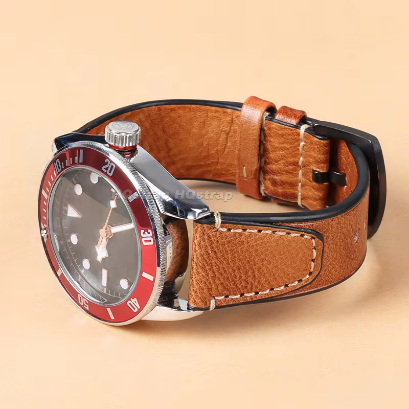 Bracelet en cuir rétro pour Rolex et Omega