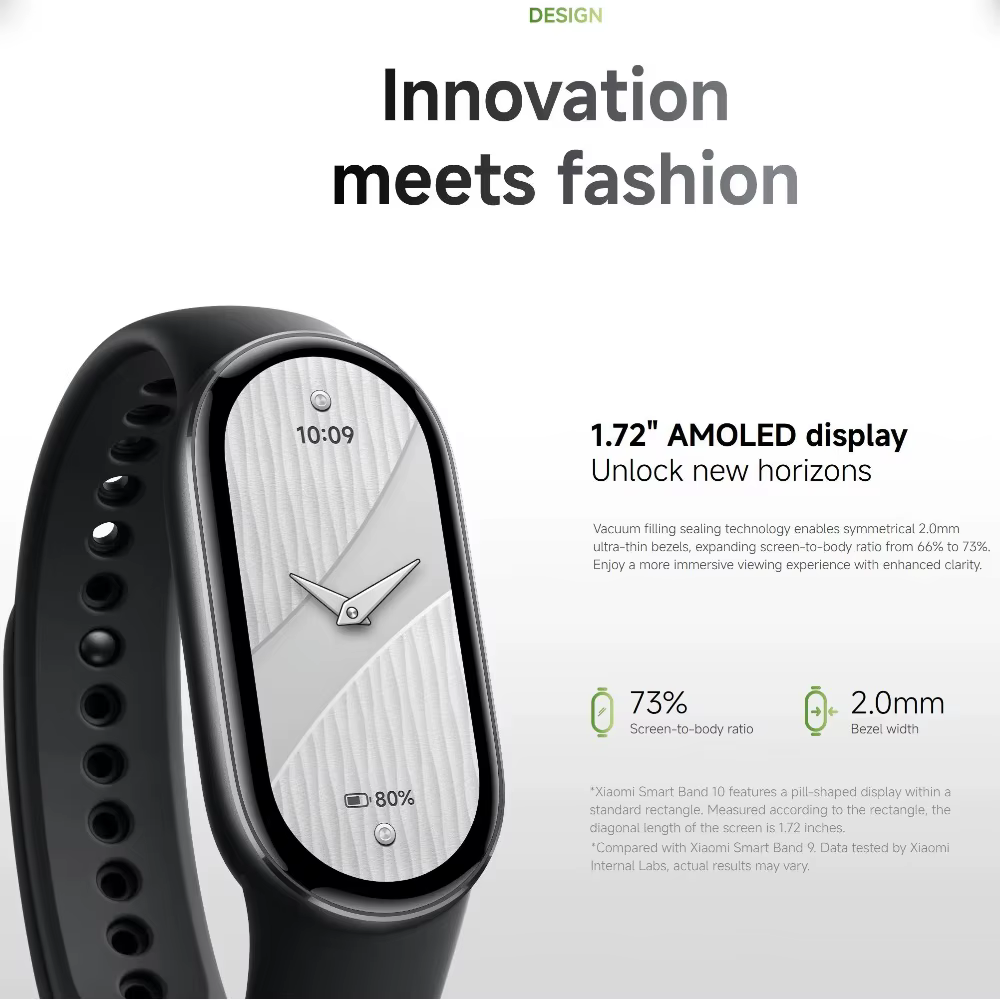 Xiaomi Mi Smart Band 10 Version mondiale 1.72 "AMOLED surveillance de la santé 21 jours batterie 5ATM étanche Smartwatch Bracelet de sport