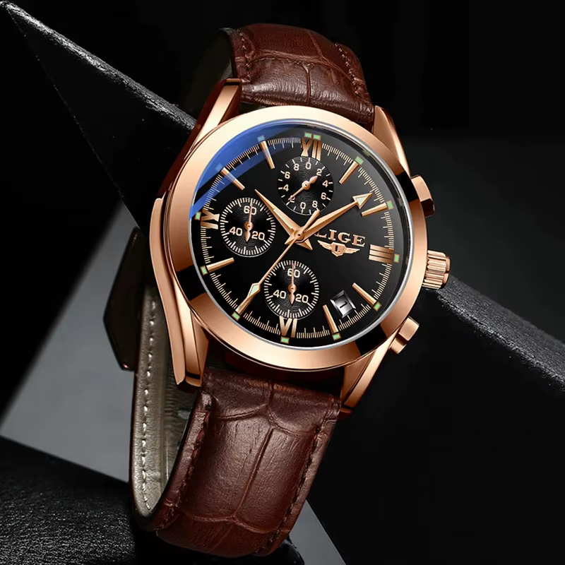 LIGE mode hommes montres haut de gamme de luxe militaire montre à Quartz
