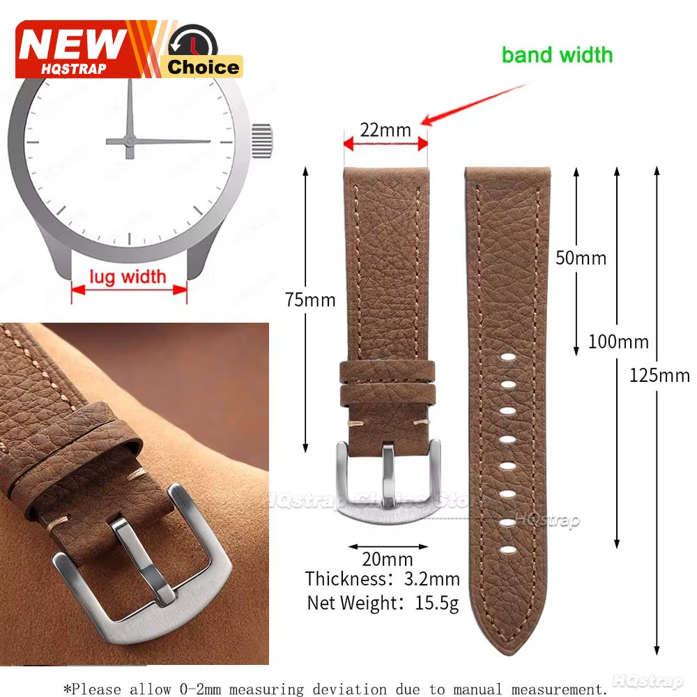 Bracelet de montre en cuir fait main rétro 20mm 22mm à motif litchi à dégagement rapide pour Omega
