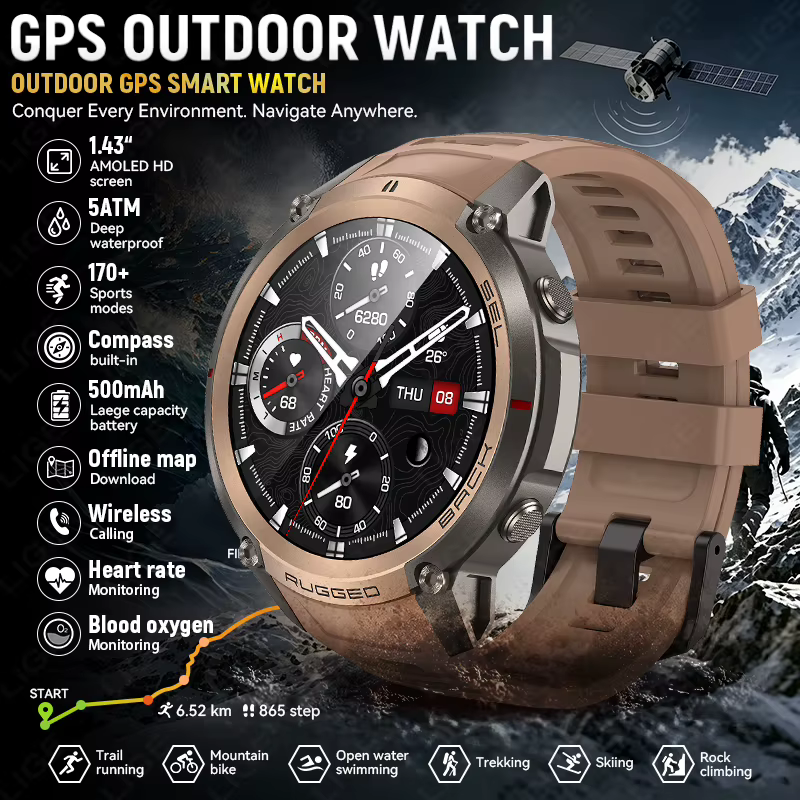 Montre connectée militaire GPS 2026