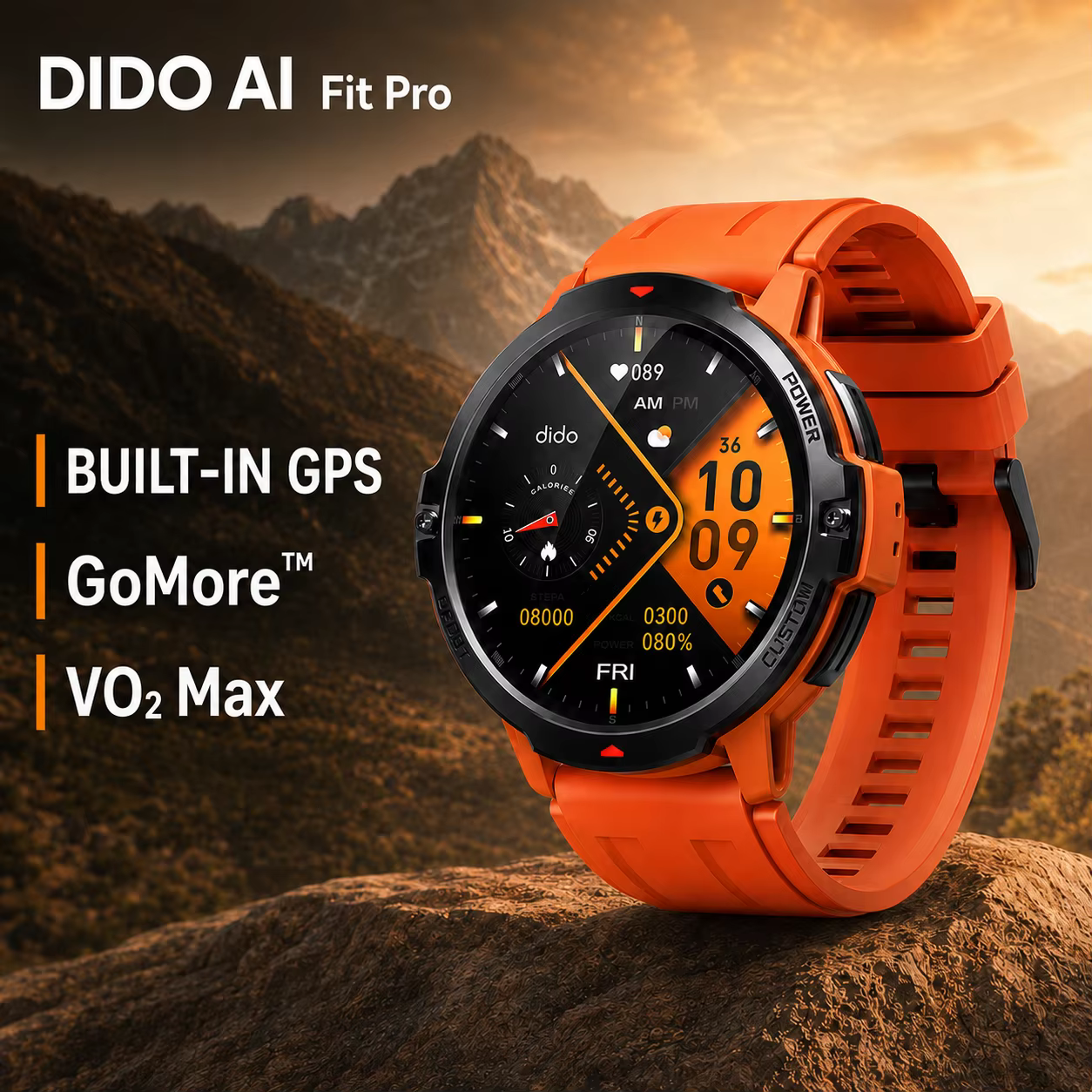 Montre connectée Dido AI Fit Pro avec GPS intégré