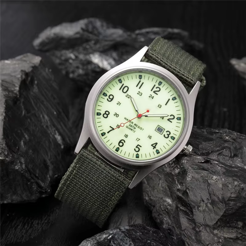 Garçons marque pas cher montres hommes mode décontracté bracelet en Nylon sport armée cadeaux Date Quartz montre-bracelet Fluorescent Relogio Masculino