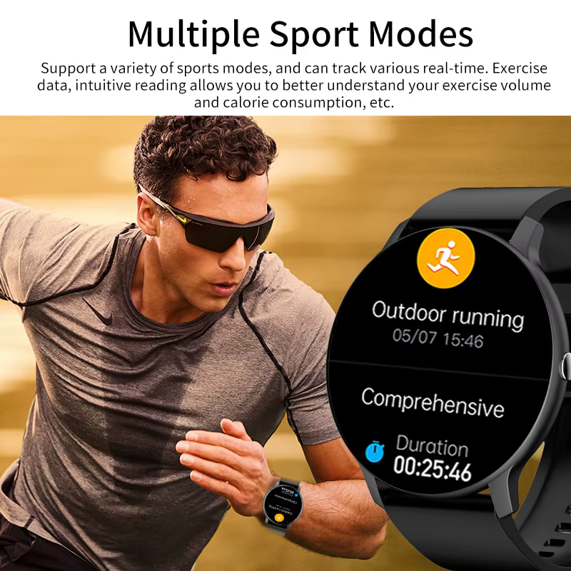 Montre intelligente de sport à écran tactile complet pour hommes et femmes