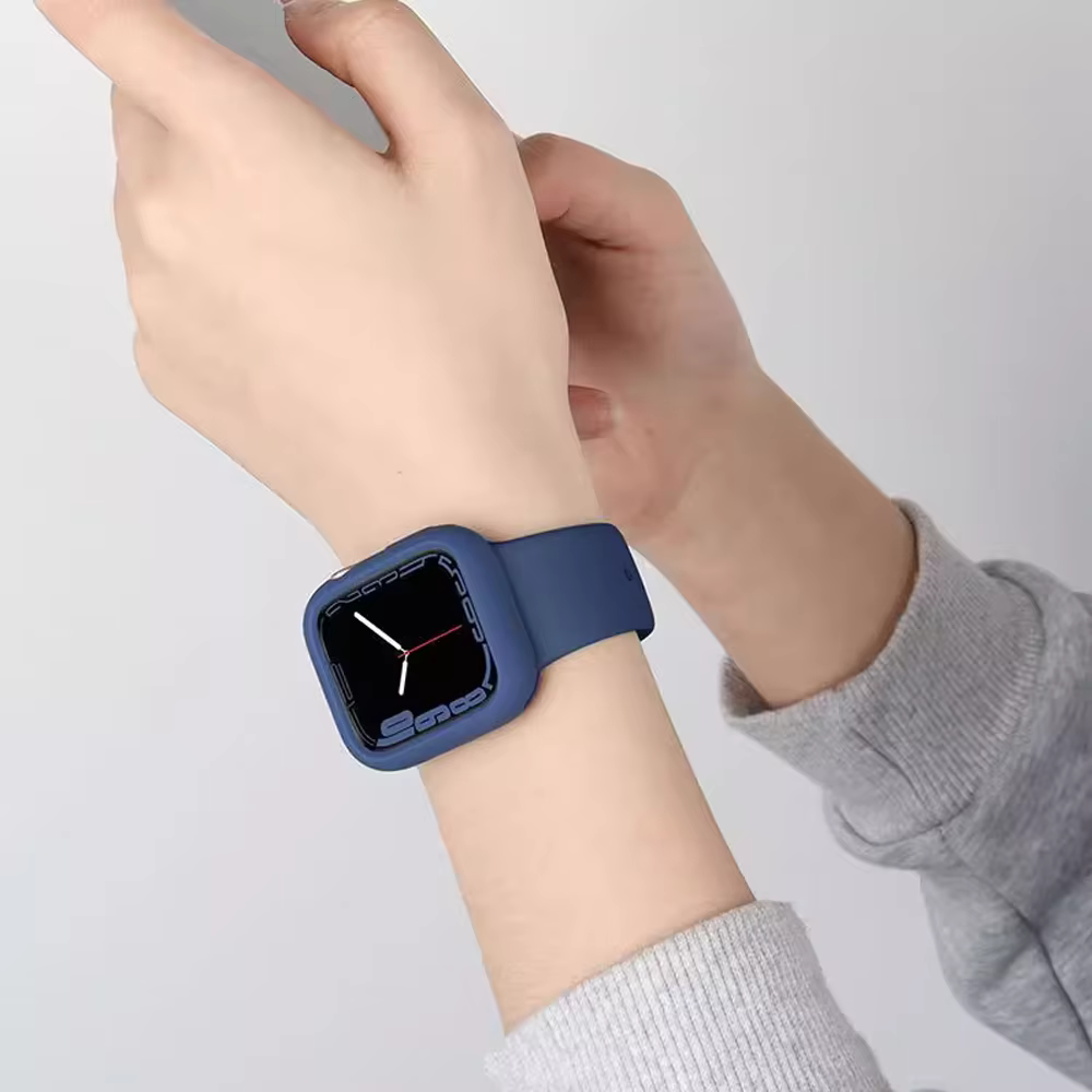 Coque en silicone souple pour bracelet Apple Watch 46mm 45 44mm 42mm 41 40mm