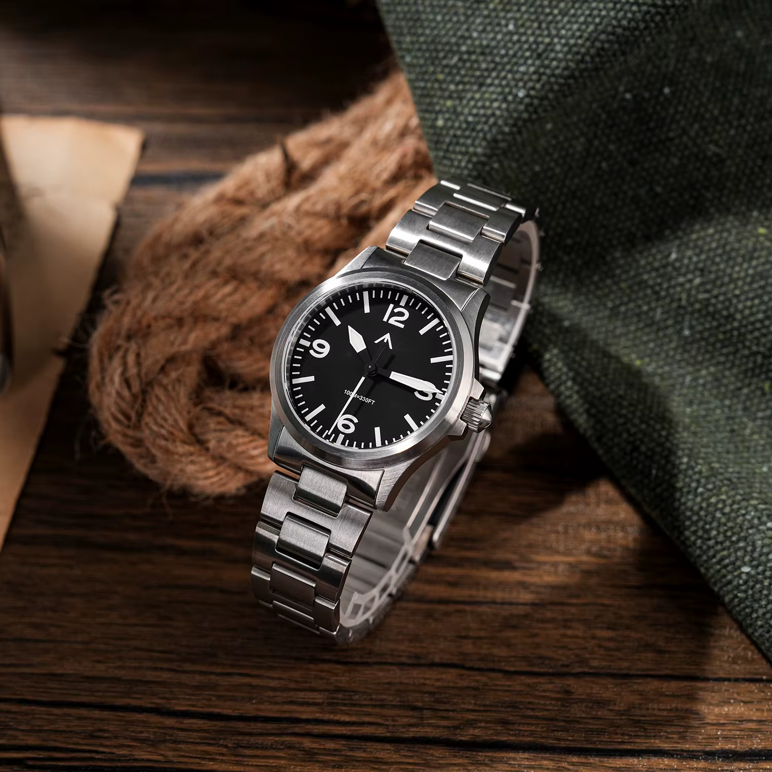 MILITADO ML18 36mm montre VH31 balayage deuxième mouvement à Quartz 316L acier saphir BGW9 Lume 100M étanche montre-bracelet pour hommes