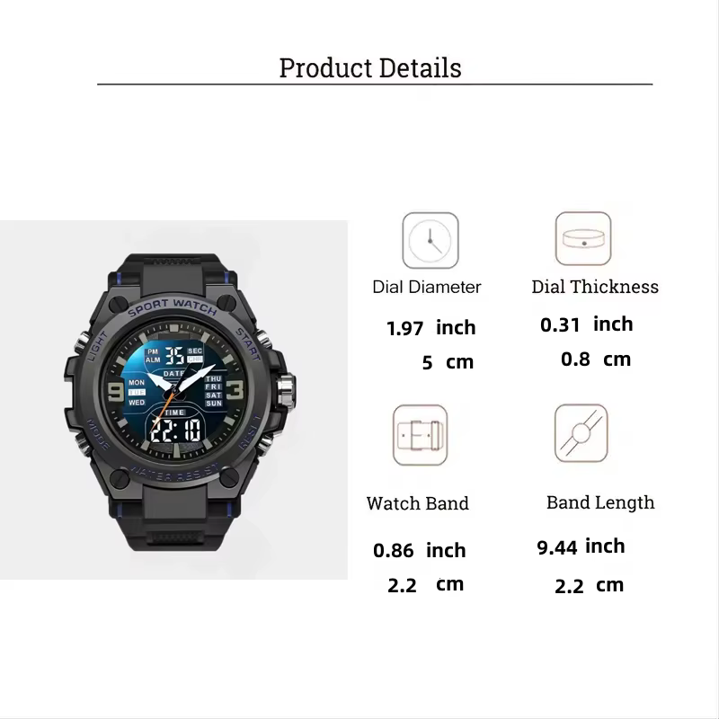 Montre de sport numérique pour hommes