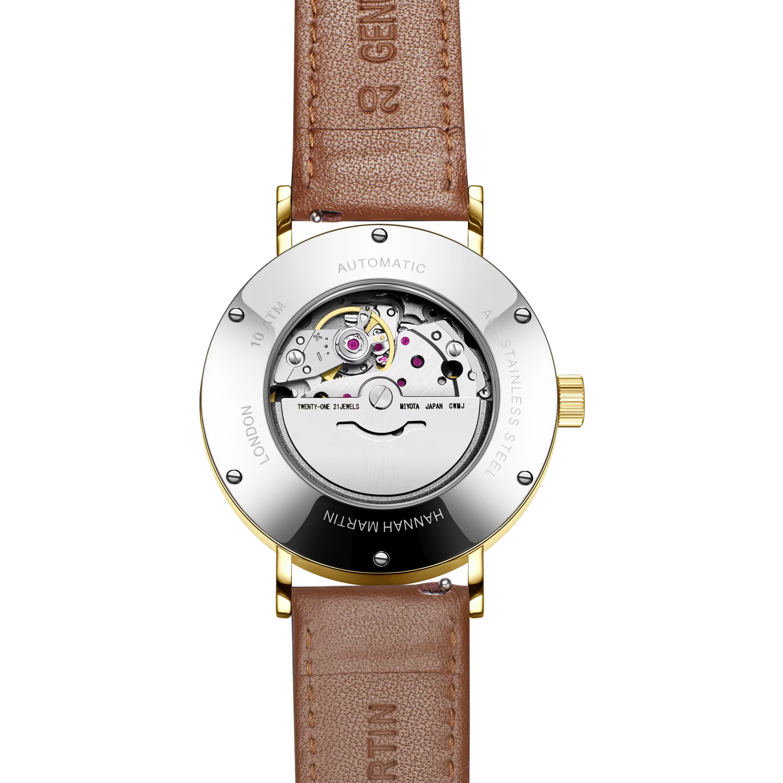 HANNAH MARTIN montre pour hommes de luxe en cuir affaires 8215 automatique mécanique