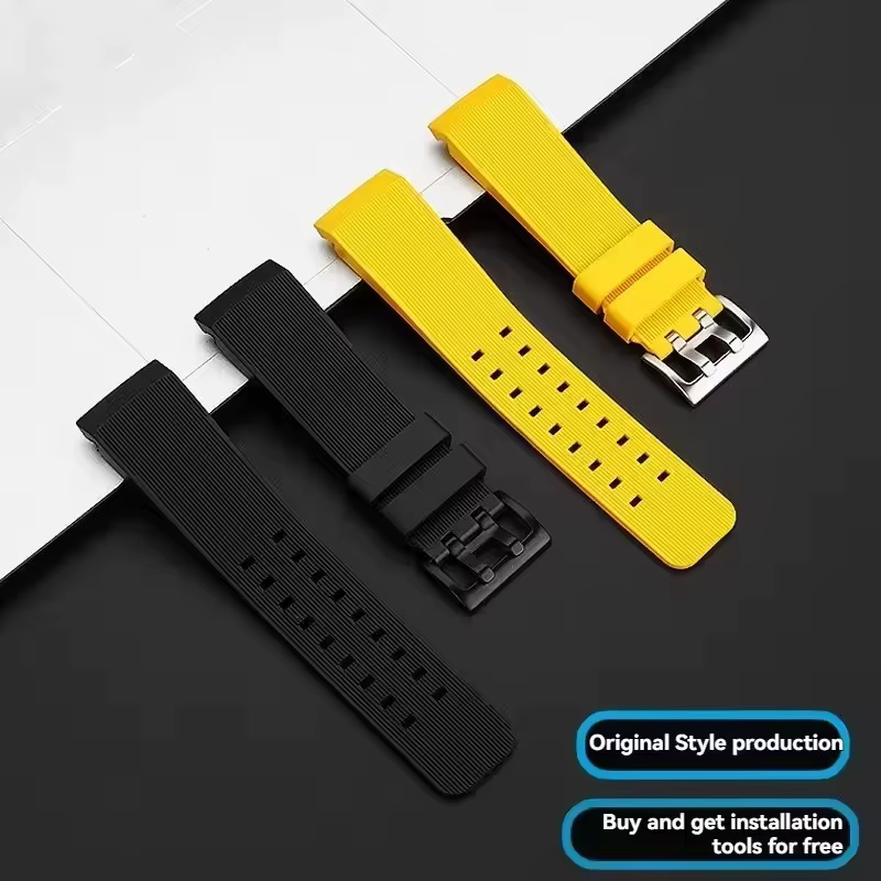 Bracelet de montre en caoutchouc pour Hamilton kaki plongée profonde H78585333 H78505330 H78535380 bracelet étanche 24mm noir jaune bracelets de montre