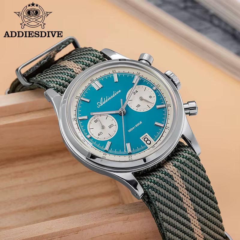 ADDIESDIVE offre spéciale AD2095 montre chronographe homme BGW9 Super lumineux 10Bar étanche VK64