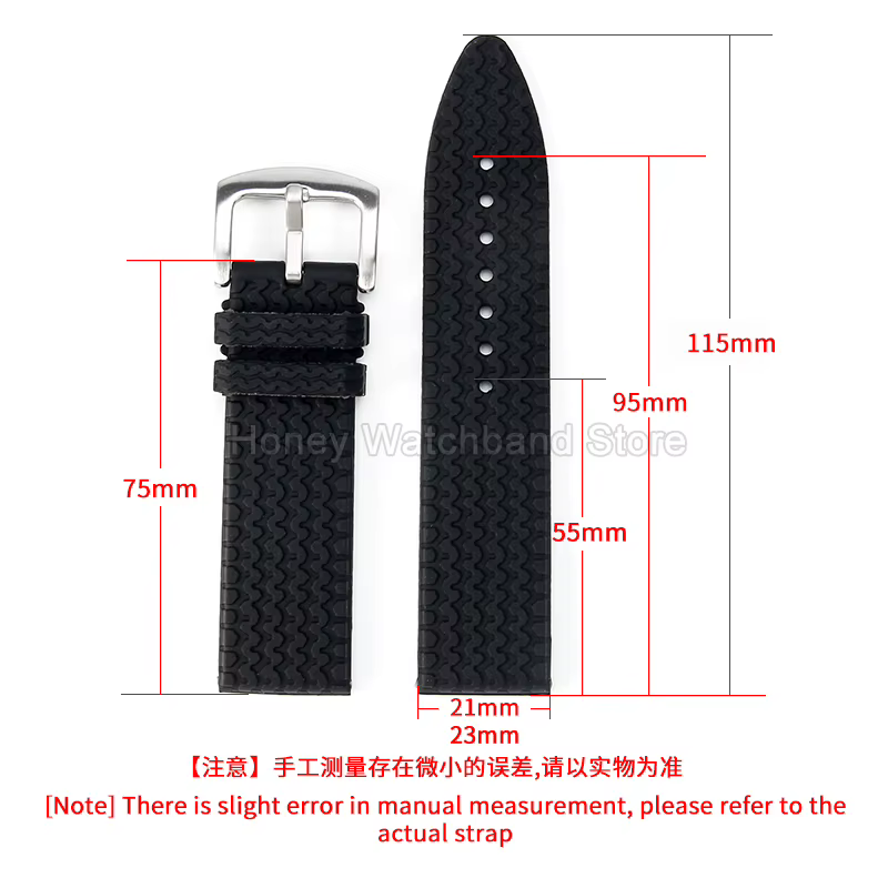 Accessoire de montre en Silicone noir 23mm, résistant aux produits chimiques, Interface droite à séchage rapide, pour Chopard Mille Miglia 168997 168511