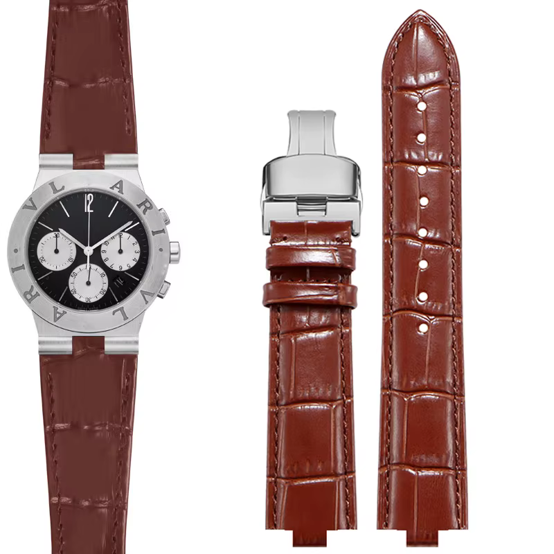 Mengduomi bracelet de montre en cuir véritable pour Bulgari DIAGONO TITONI