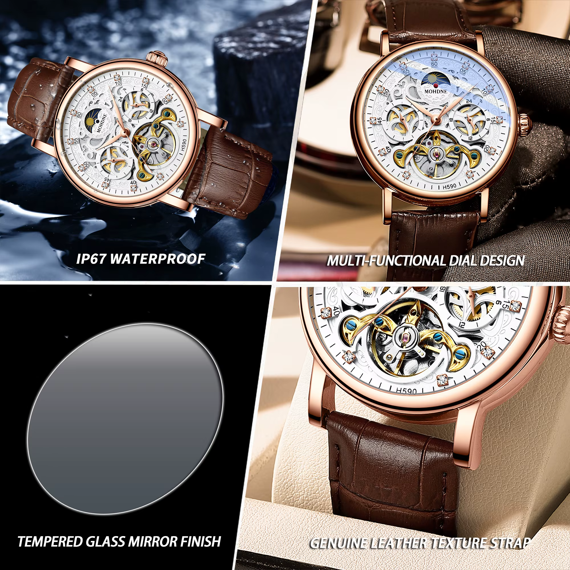 Montres mécaniques de luxe BINBOND pour hommes