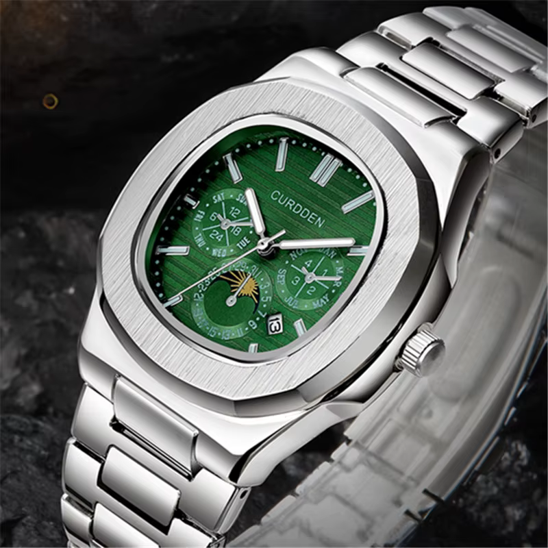 Véritable CURDDEN Super marque Montres de créateur pour hommes mode alliage bande Date montre à Quartz argent