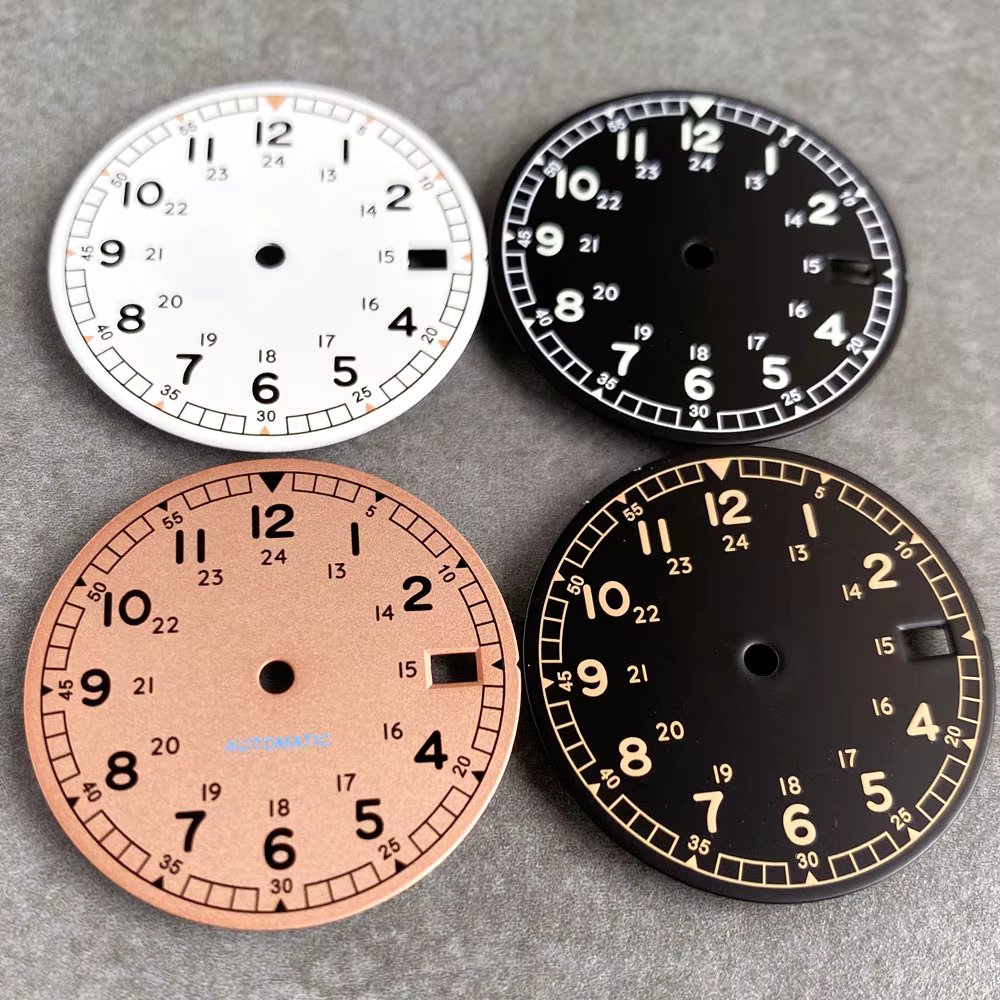 Nologo 29mm pilote champ cadran de montre pour NH35 NH36 3.8/3 horloge