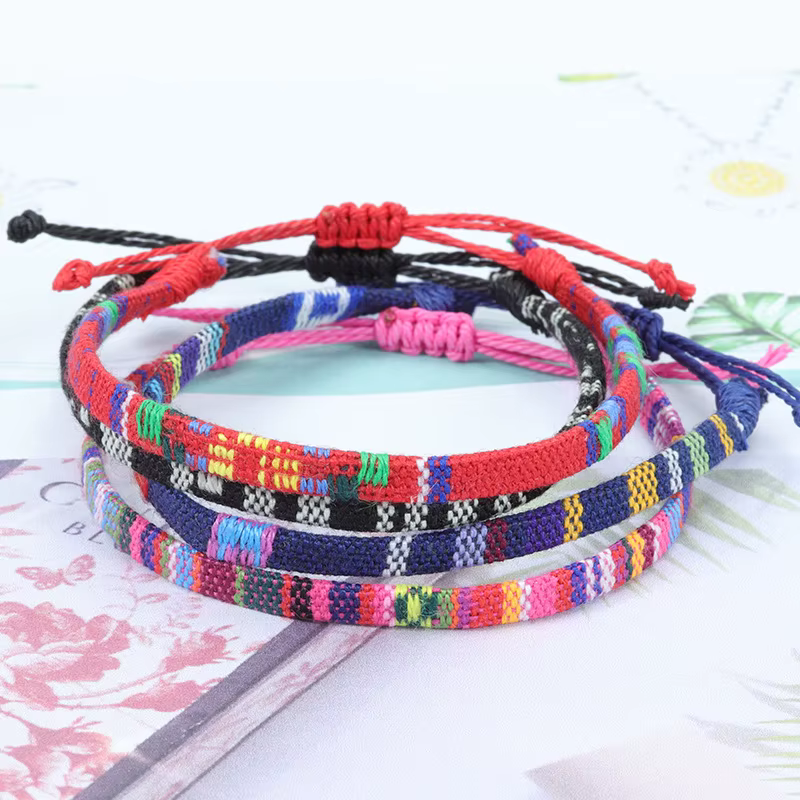 Bracelets de cheville en tissu tissé pour femmes et hommes, corde tressée à la main, nœud de plage, tissage ethnique Boho, breloque réglable