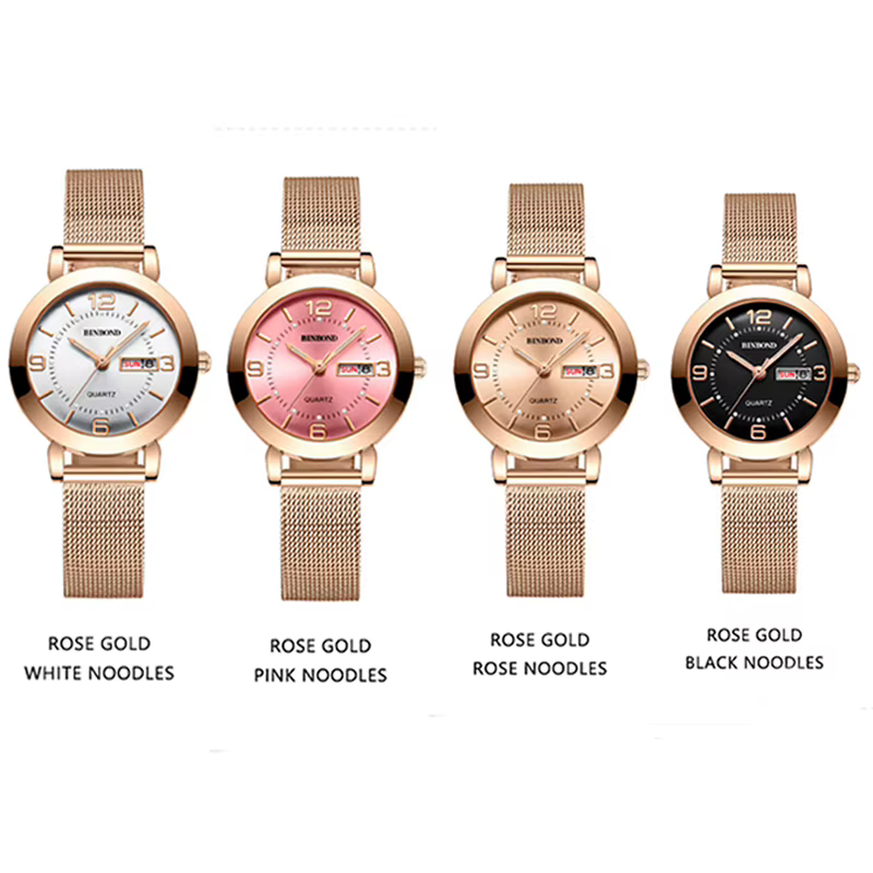 Montres-bracelets à quartz de luxe BINBOND pour femmes, lumineuses, étanches, avec affichage de la date et du jour, montres pour femmes, style business décontracté, Reloj Mujer