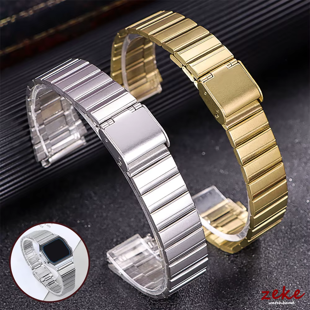 Bracelet de montre en métal 18mm 20mm pour Casio F91W/A158/A159/A168/A169/B650/AQ230/SGW400, Bracelet Ultra-fin Vintage en or