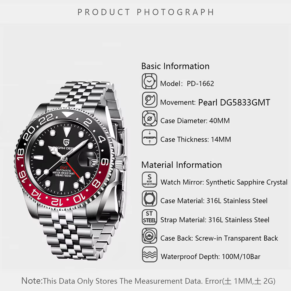 PAGANI DESIGN – montre GMT pour hommes