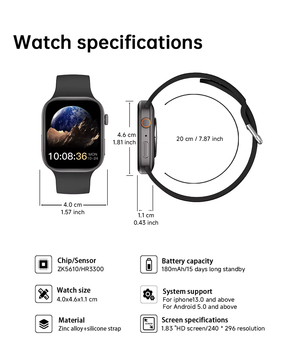 Nouvelle montre intelligente 1.83 "écran HD surveillance du sommeil et de la santé appel Bluetooth Modes multisports montres intelligentes de mode pour femmes hommes cadeau