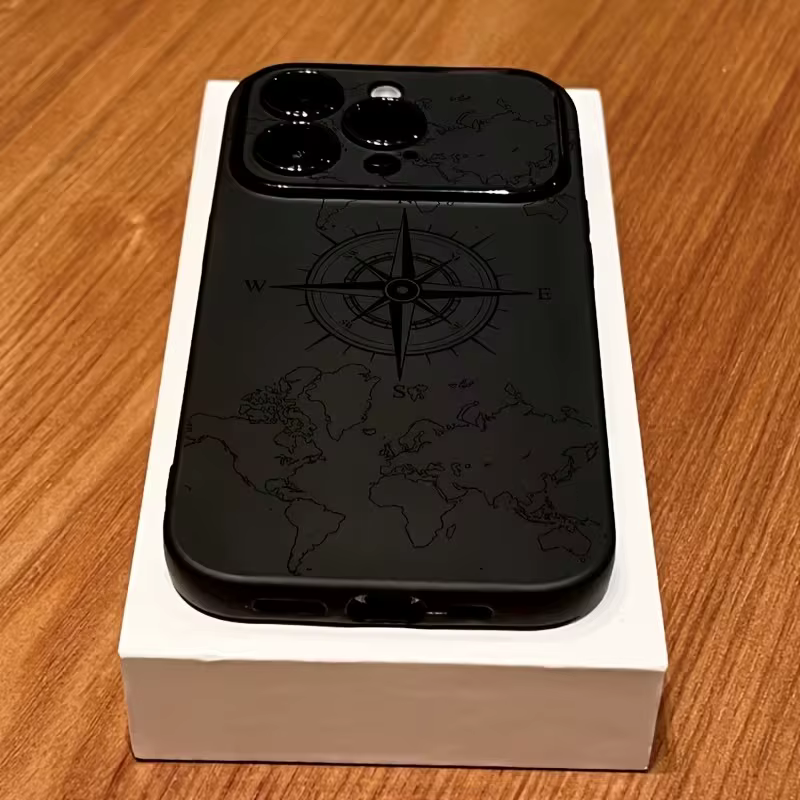 Coque de téléphone pour iPhone 11, iPhone 15, 16, 17 Pro Max, 14, 13, 12, X, XS, XR Plus, Air – Motif Boussole Créatif, Housse Souple Antichoc