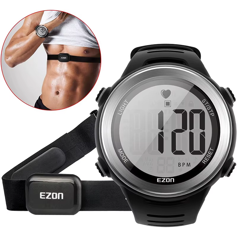 Montre de sport sans fil avec sangle de poitrine pour homme et femme