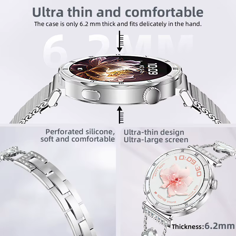 Montre connectée pour femmes 2026 Nouvelle mode Écran AMOLED Appel Bluetooth Cadrans personnalisés Surveillance de la