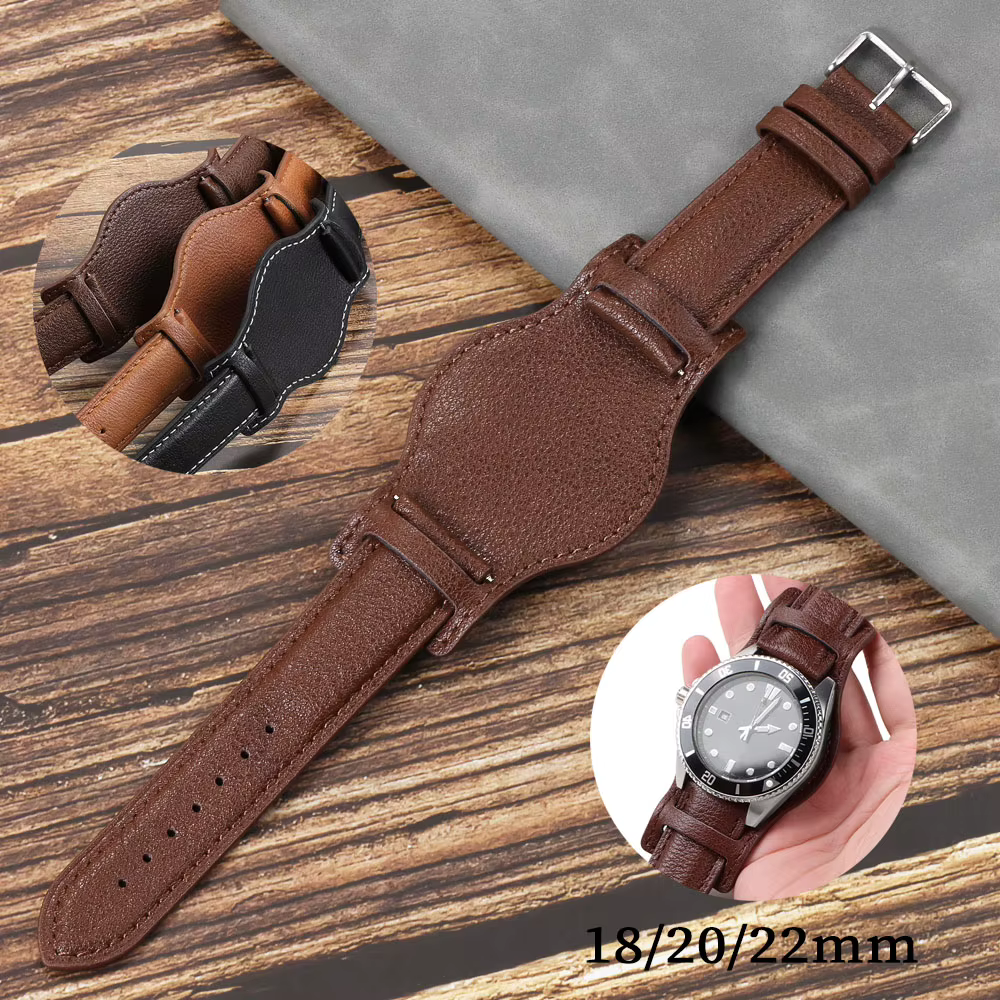 Bracelet de montre en cuir véritable pour Omega pour Seiko