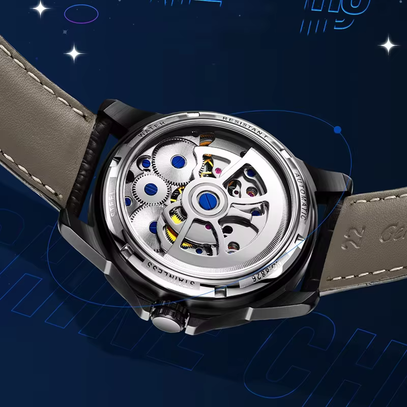 Montre mécanique double tourbillon automatique étanche 3 bars avec logo personnalisé