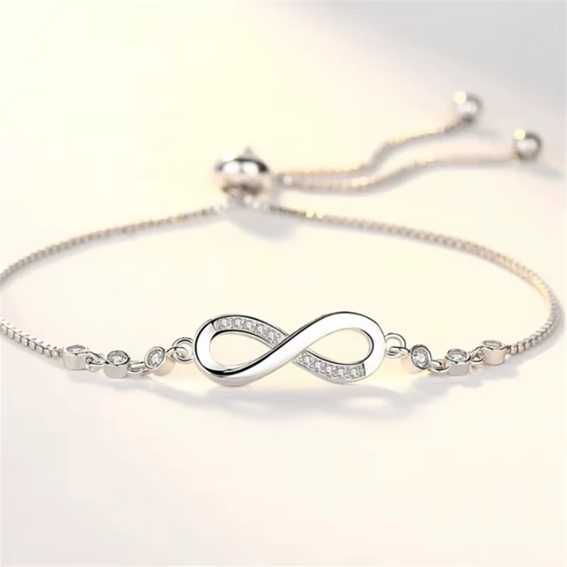 Nouveaux jolis bracelets en argent sterling 925 avec cristaux pour femmes, bijoux de mode, accessoires de fête et de mariage, cadeaux pour la Saint-Valentin