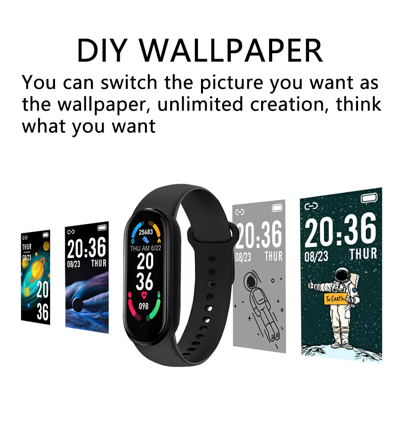 M6 bande intelligente IP67 étanche Sport montre hommes et femme pression artérielle moniteur de fréquence cardiaque Fitness Bracelet intelligent pour Android Ios