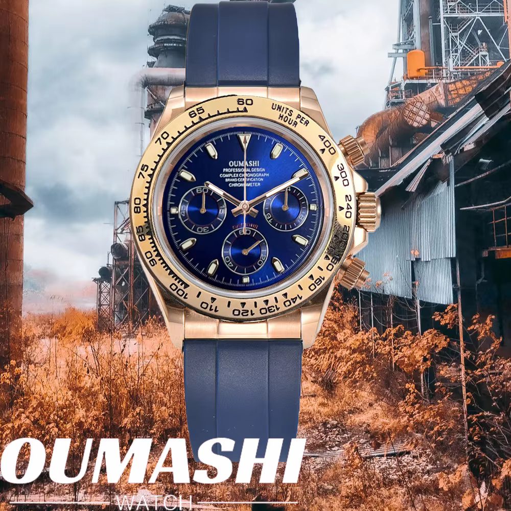 Montre 39.3mm montre de luxe chronographe pour hommes montre pour hommes vk63 boîtier or rose bleu VK63 chronographe