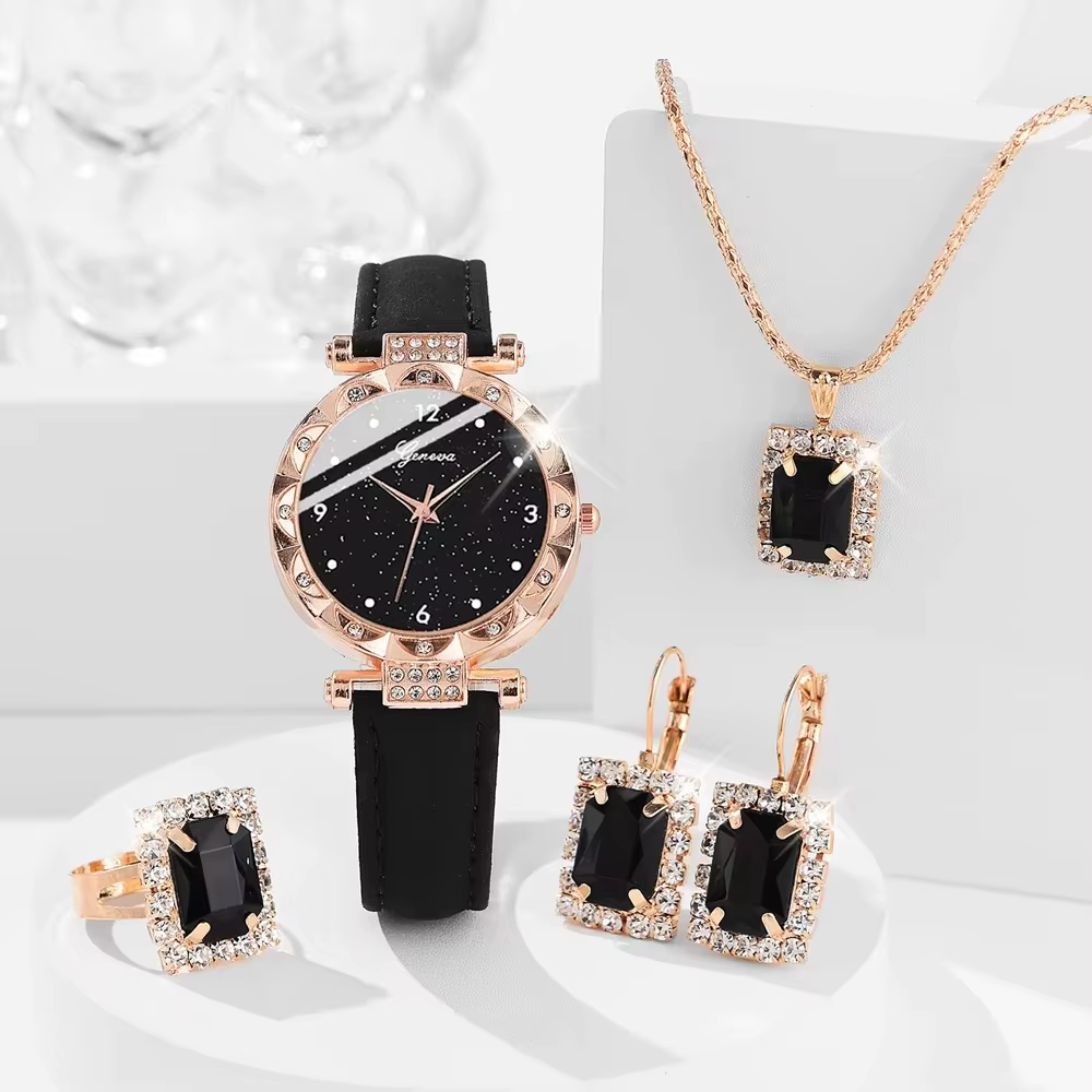 Montres pour femmes 5 pièces ensemble de luxe strass