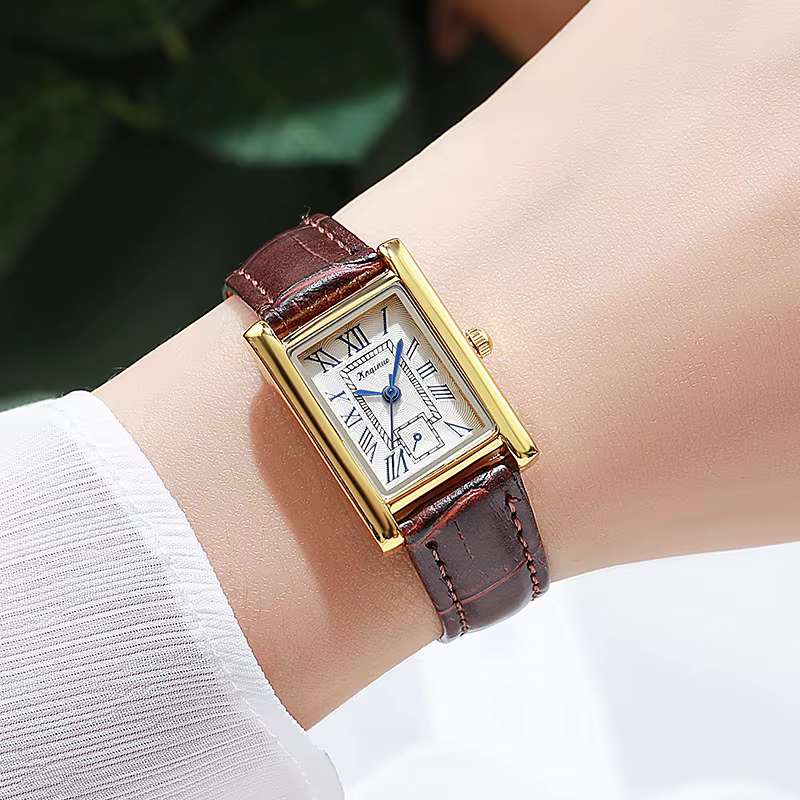 Mode femmes montre à Quartz rectangulaire cadran romain dames montres Simple étudiant cadeau